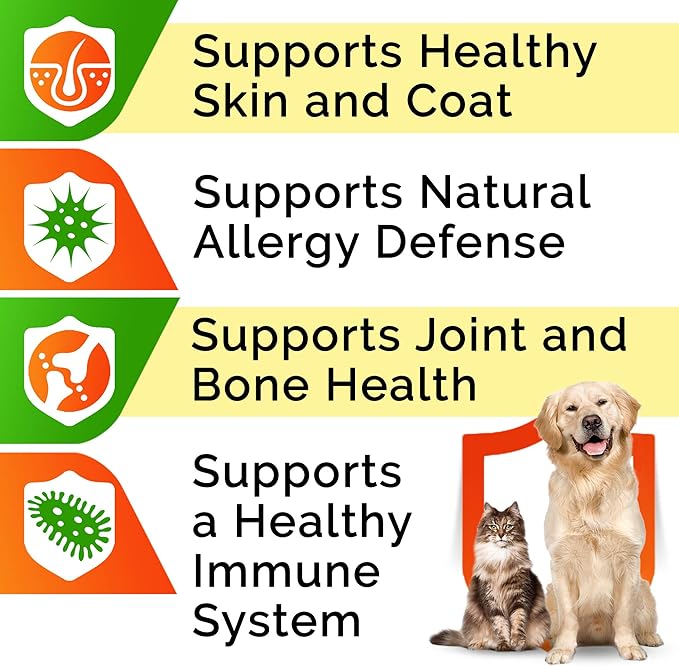 StrellaLab 32 OZ Salmon Oil for Dogs - Omega 3 for Dogs & Cats, Itch & Allergy Relief, Wild Alaskan Salmon Oil for Skin & Coat, Fish Oil Liquid, Shedding Health Support EPA & DHA Fatty Acids
