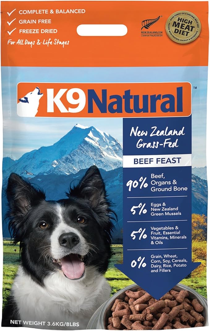 K9 Natural - Grain Free Freeze Dried Dog Food - Beef, 8lb