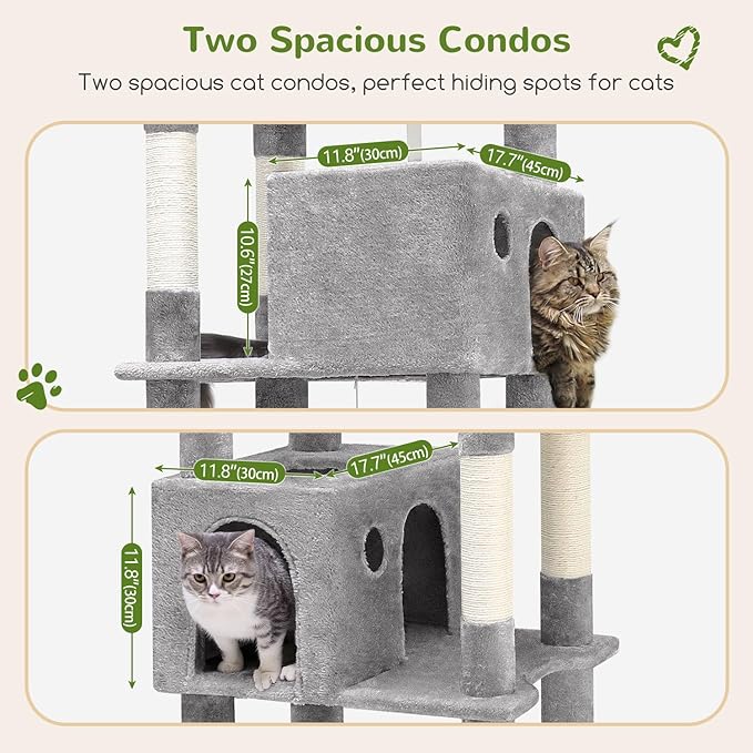 Globlazer Giant Cat Tree, 83 inch Cat Tree for Indoor Cats Large Adult, XXL Cat Tower with 9 Scratching Posts for 20lb+ Heavy Duty Large Adult Cats, F83, Light Grey