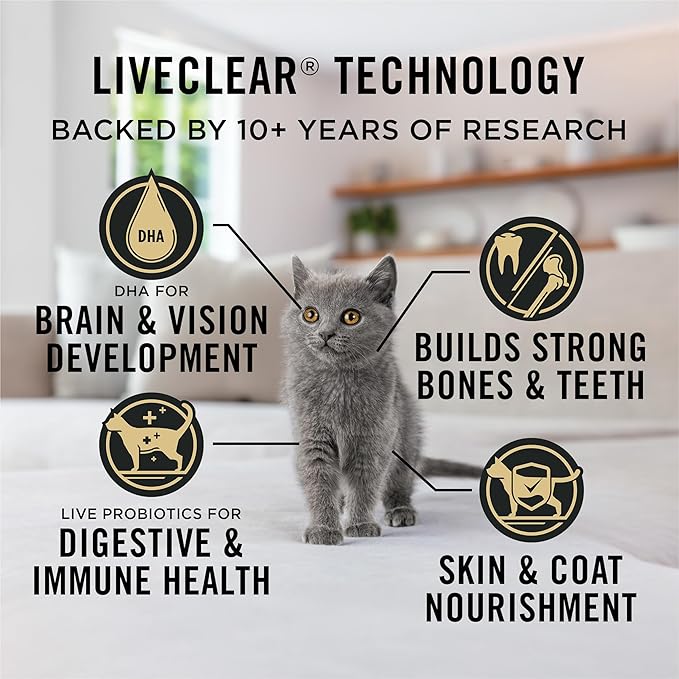 Purina Pro Plan LiveClear Dry Cat Food for Kittens Cat Allergen Reducer Chicken and Rice Formula - 3.2 lb. Bag