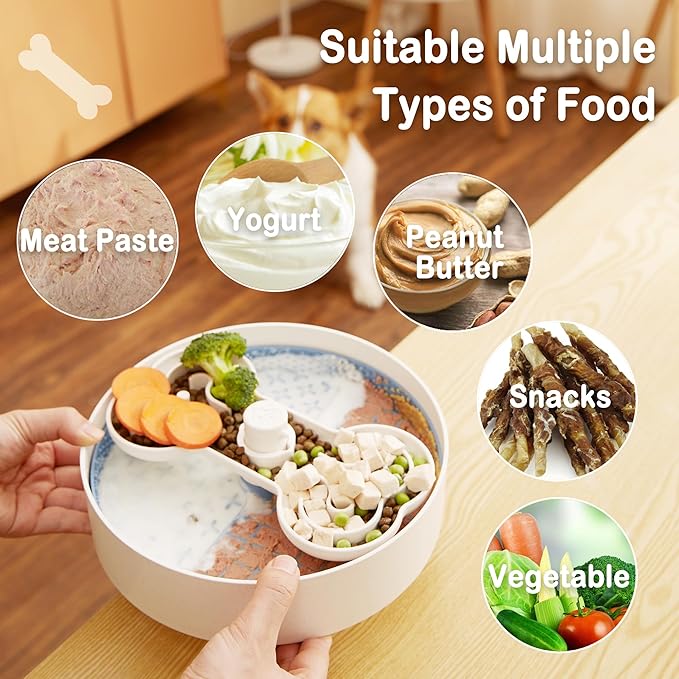 Suhaco 4 in 1 Puzzle Feeder Dog Bowls Slow Feeder Dog Bowls Large Slow Feeding Bowl for Dogs, Dog Puzzle Game Slow Feeder for Dry and Wet Food Dog Food Bowl for Large Dogs, 9.8IN (Blue)