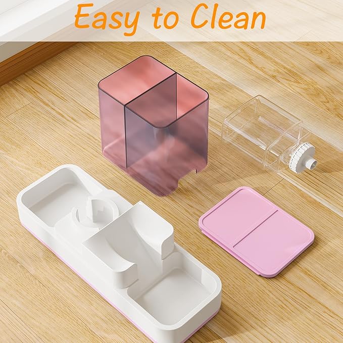Tfwadmx Automatic Cat Food and Water Dispenser Gravity Dog Feeder Auto Cat Feeder 2 in 1 Pet Food Dispenser for Cats Small Dogs(Pink)