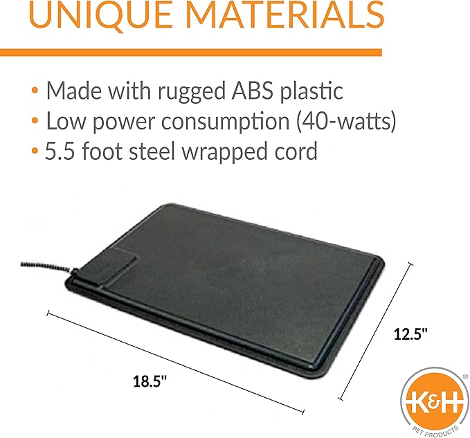 K&H Pet Products Heated Extreme Weather Cat Pad Outdoor, Waterproof Cat Heated Bed, Pet Warmer for Outside and Feral Cats, Indoor and Outdoor Warming Cat House Mat, Black Small 12.5x18.5in 40W