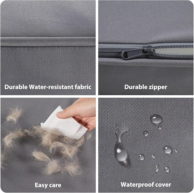 BFPETHOME Outdoor Dog Beds for Large Dogs, Waterproof Dog Bed for Medium, Large, Extra Large Dogs, Orthopedic Pet Bed with Removable Washable Cover, Egg Crate Foam Pet Bed Mat. (42 x 30 in, Grey)