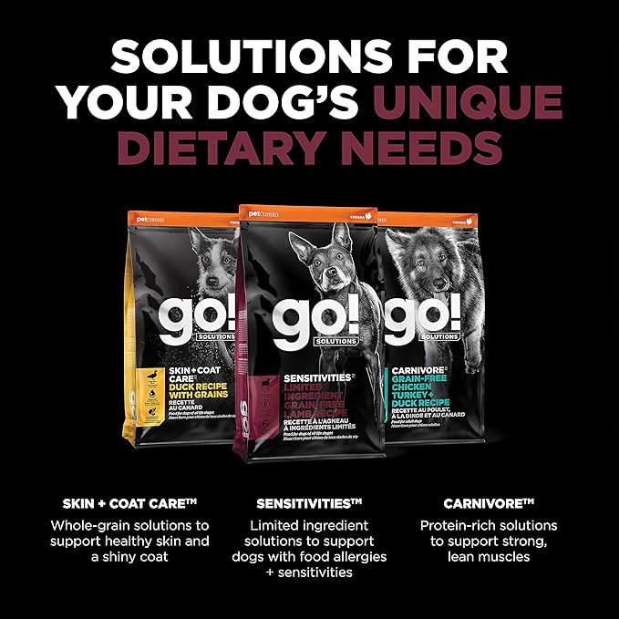 Go! Solutions Sensitivities Limited Ingredients, Grain-Free Dry Dog Food, Lamb Recipe for Sensitive Stomach, 12 lb Bag