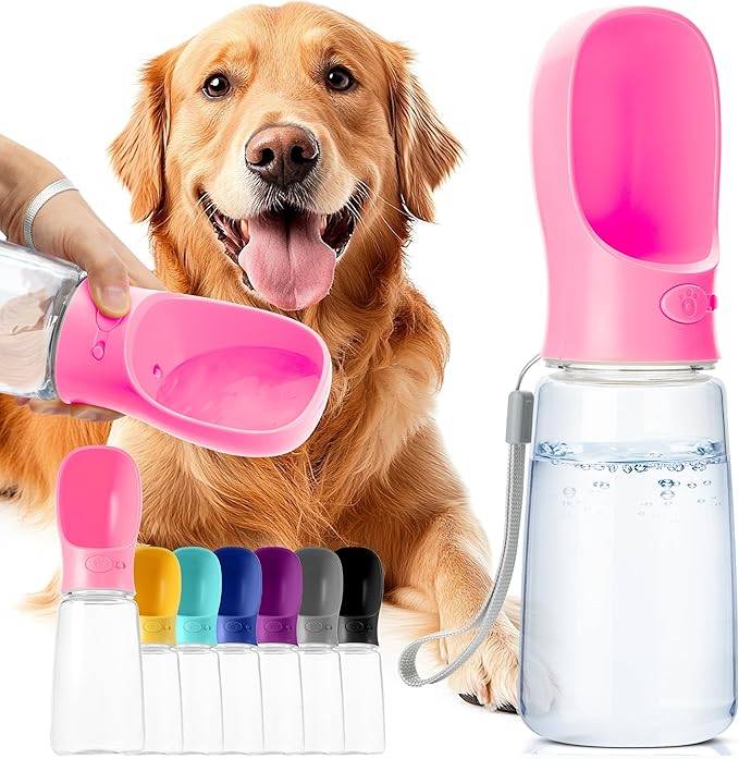 Mr. Pen Portable Dog Water Bottle - 19 oz, Pink, Travel Dog Water Bottle Dispenser, Not Dishwasher Safe