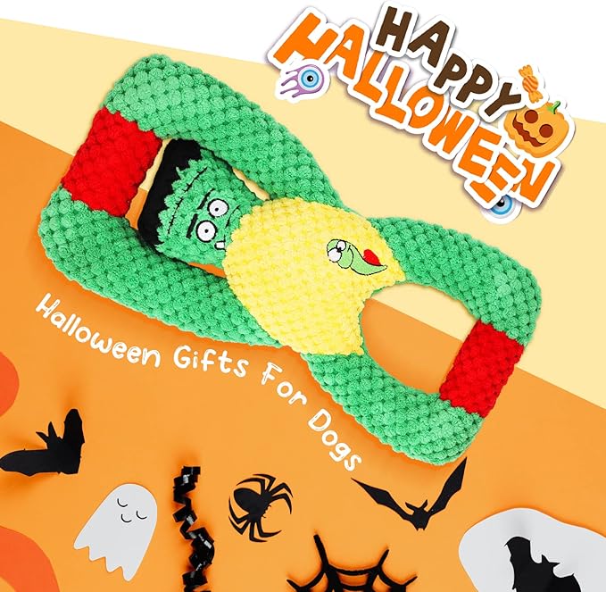 Squeaky Dog Chew Toys for Aggressive Chewers: Plush Tug of War Dog Toy for Large Medium Small Breed,Interactive Stuffed Toys, Durable Puppy Teething Chew Toys - Zombie