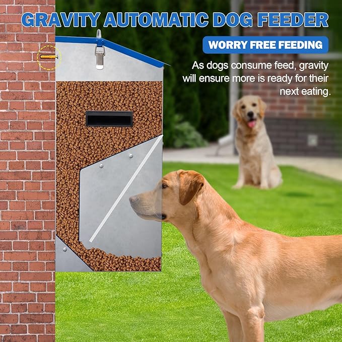 Automatic Dog Feeder Outdoor Dog Feeder for Large Dogs Large Breed Dog Food Dispenser, 25LBS Capacity Pets Feeder Gravity Food Feeder