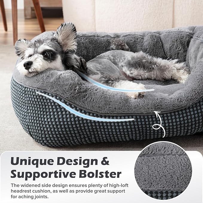 INVENHO Dog Bed Medium Size, Orthopedic Warming Soft Calming Sleeping Puppy Bed Durable Pet Bed with Anti-Slip Bottom M(30"x24"x9")