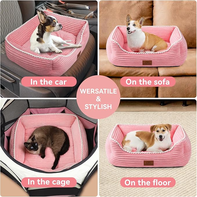 Rectangle Dog Bed for Large Medium Pets Indoor Outdoor with Removable Mat,Machine Washable Sleeping Sofa Non-Slip Bottom Breathable Soft Puppy Bed Durable Orthopedic Calming Pet Cuddler(Large, Pink)