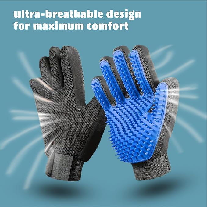Cat & Dog Grooming Gloves for Shedding – Efficient Pet Grooming Gloves 2-in-1 Deshedding Brush & Massage Mitt | Perfect for Long and Short Hair (1 Pair)