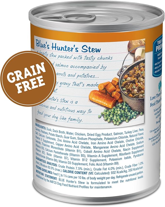 Blue Buffalo Blue's Stew Grain Free Natural Adult Wet Dog Food, Hunter's Stew 12.5 oz cans (Pack of 12)