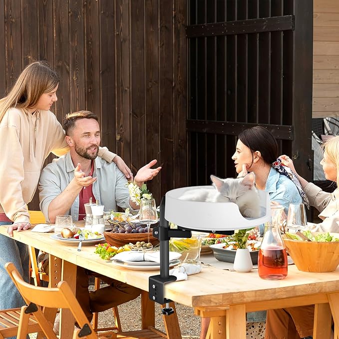 Cat Bed for Desk Elevated Cat House Over Desk Keeps Kitten Cat Close and Workspace Clear Cat Box with Pet Cushions (45° Rotating Rod)