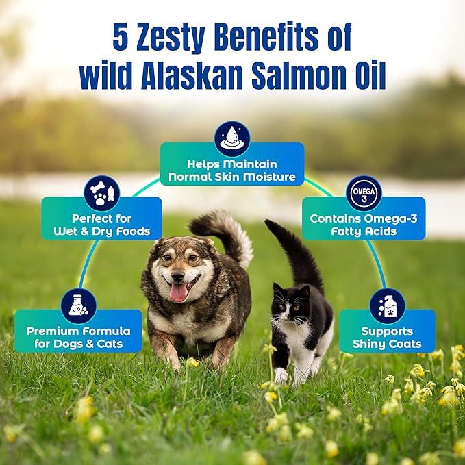 Life Line Pet Nutrition Wild Alaskan Fish Oil for Dogs and Cats 32oz – Omega 3 Fish Oil Supplement for Skin & Coat – Supports Brain, Eye & Heart Health in Dogs & Cats