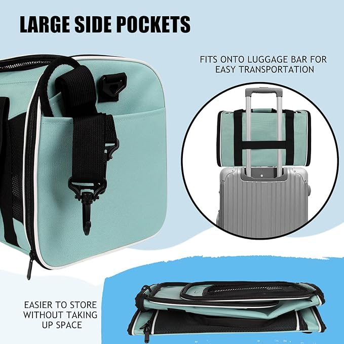 Cat Dog Carriers Soft-Sided, Pet Travel Carrier for Small Cats Dogs Under to15lbs, Soft-Solid Collapsible Carrier,(Medium,Green)