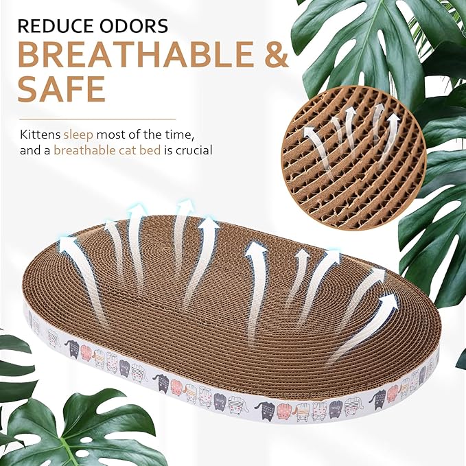 Mixweer 4 Pcs Cat Scratcher Cardboard Oval Cat Scratch Pad Board Bed Bowl 2 in 1 Cat Scratcher Cat Scratching Post Corrugated Lounge Couch Nest for Cats Grinding Claw Furniture Protector Indoor