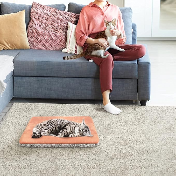 Heated Cat Bed Self Warming - Cat Bed Small Cat Bed Self Heating Small Cat Dog Bed, Extra Warm Thermal Pet Pad for Indoor Outdoor Pets, Calming Dog Crate Bed Pet Mat, 24x20inch