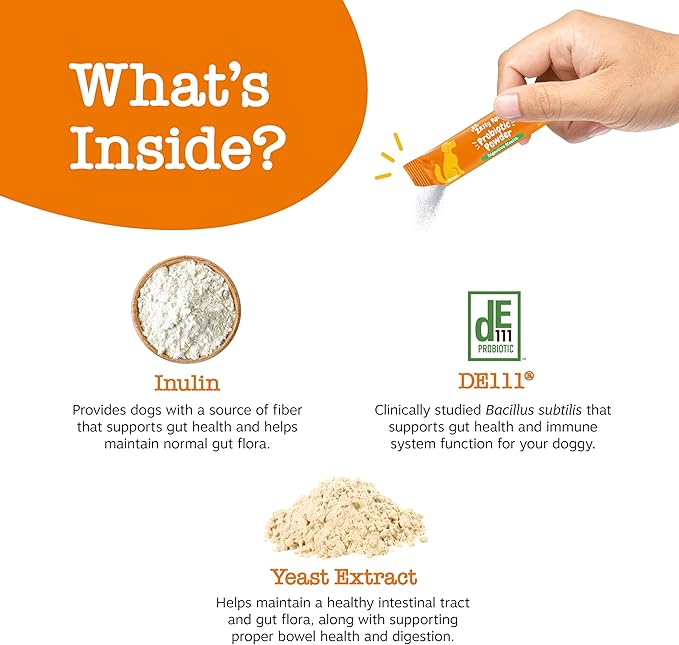 Zesty Paws Powder Probiotics for Dogs - Meal Topper for Digestive, Immune System Support - Premium DE111 Dog Probiotics for Digestive Health - Inulin Fiber & Yeast Extract - Pumpkin Flavor - 30 Ct