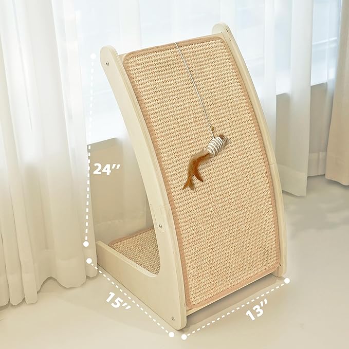Cat Scratcher, Curved Scratching Board for Indoor Cats, Protecting Furniture Scratch Pad, Floor Mounted Scratching with Mouse Toy, Catnip