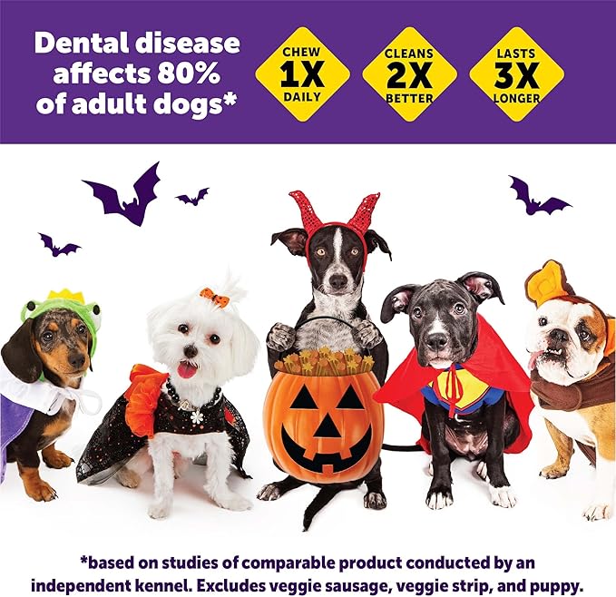 Wellness WHIMZEES Fall Dog Dental Treats, Autumn Natural Chews for Dogs, Small Size Stick, (12 Count)