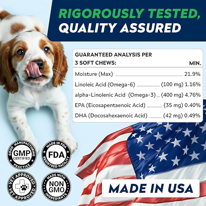 StrellaLab Omega 3 for Dogs - (360Ct) Fish Oil Treats - Allergy & Itch Relief Skin&Coat Supplement - Dry Itchy Skin, Shedding, Hot Spots Treatment, Anti Itch - Pet Salmon Oil Chews - Atlantic Salmon