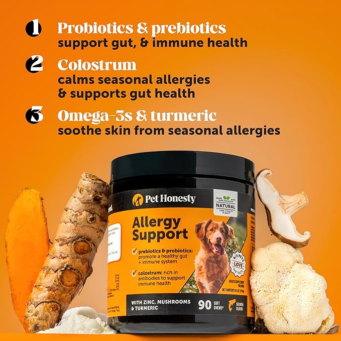 Dog Allergy & Itch Relief - Advanced Itch Supplement with Probiotics for Dogs - Immune Support & Skin Relief for Seasonal Allergies - Natural Itchy Skin & Paw Relief - (Salmon, 90 Ct)
