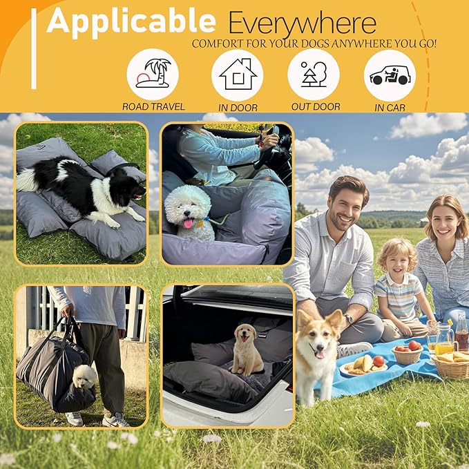 Dog Car Seat & Soft Dog Booster Seat for Small Dogs (<25lbs) with Waterproof, Fully Detachable Washable with Storage, Leash, Portable Pet Carseat Puppy Travel Carrier Bed