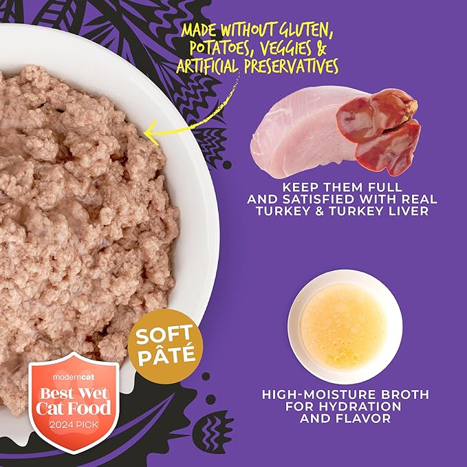 Tiki Cat After Dark Soft Pate Wet Cat Food, Turkey & Turkey Liver Recipe, 5.5 oz. Can (8 Count)