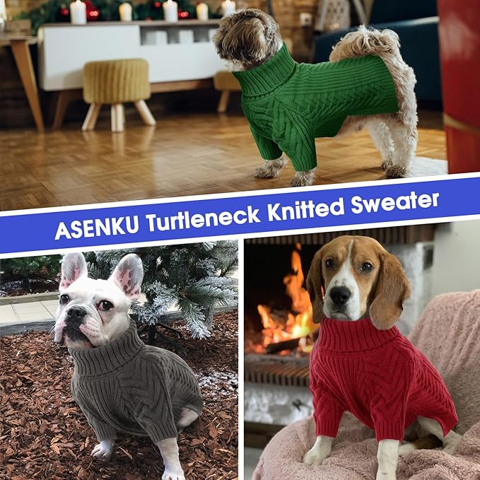 ASENKU Extra-Large Dog Sweater, Dog Sweaters for Extra Large Dogs, Pet Sweatshirt Apparel Turtleneck Pullover Winter for Doberman, Great Dane (Dark Green, 4XL)