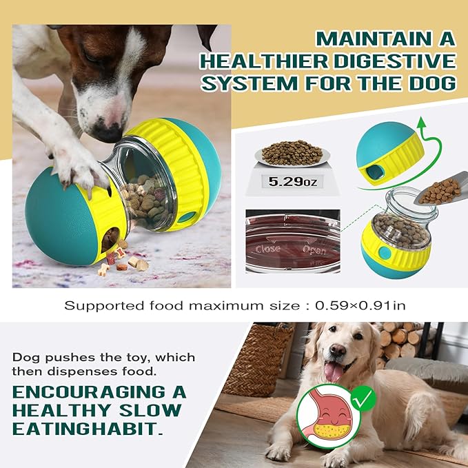 Dog Treat Dispensing Toys Indestructible Food Ball Adjustable Interactive Enrichment Toy for Small Large Dog to Keep Them Busy Stimulating IQ Training Puppy Slow Feeder for Bordom Indoor Gift