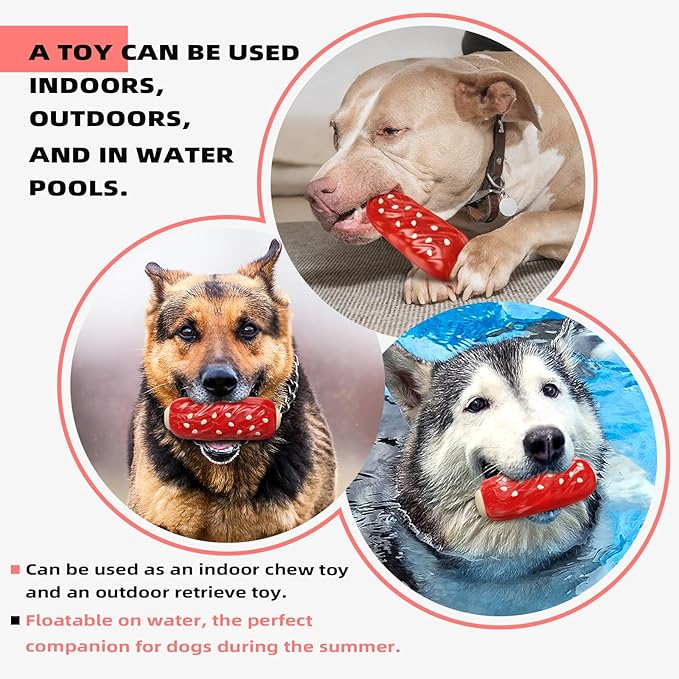 LiuMelinda Dog Chew Toys for Aggressive-Chewers - Indestructible Dog Toy for Aggressive Chewer,Tough Chew Toys for Dogs (Rubber Red Meat Stick)