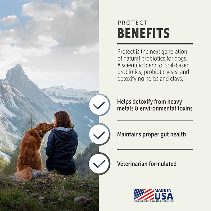 Protect - Probiotics for Dogs - Veterinarian Formulated - with Natural Prebiotics and Antioxidants - Detoxification & Gut Health - 60 Day Large Dog Supply