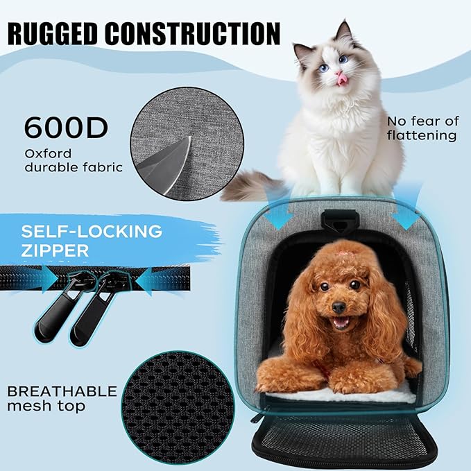 Carriers Soft-Sided Pet Carrier for Medium Large Cats Dogs 15lbs 20lbs,Ventilated Design,Portable Carry Handle,Collapsible Carrier for Kitten Puppy(X-Large,Grey&Black)