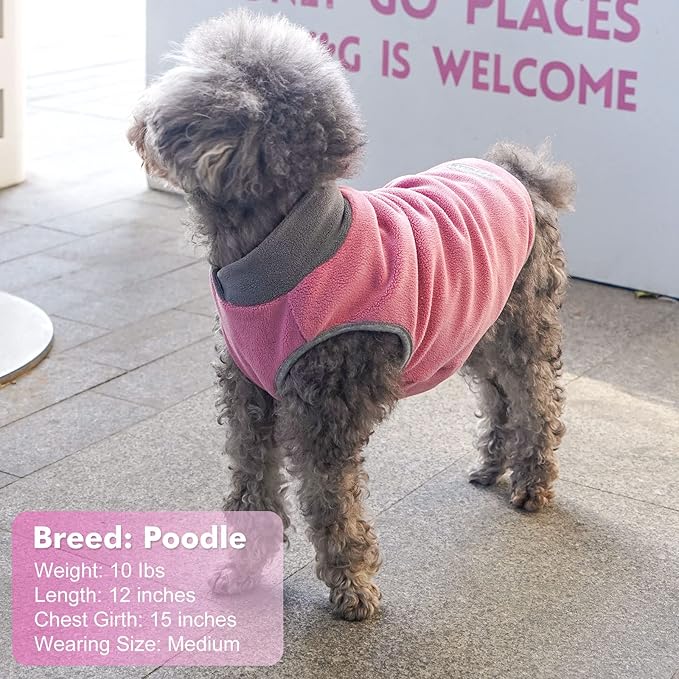 cyeollo 2 Pack Dog Fleece Sweater Warm Sweatshirt for Dogs, Reflective Doggie Vest Lightweight Small Dog Coat Pullover Winter Pet Clothing XL Pink & Grey