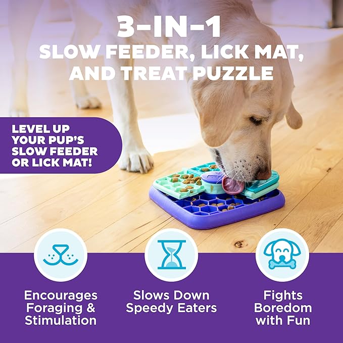 Outward Hound by Nina Ottosson Lick N’ Flip 3-in-1 Interactive Dog Puzzle Toy, Lick Mat & Slow Feeder – Calming Enrichment Feeder for Small & Medium Dogs, Holds 1 Cup of Wet of Dry Food