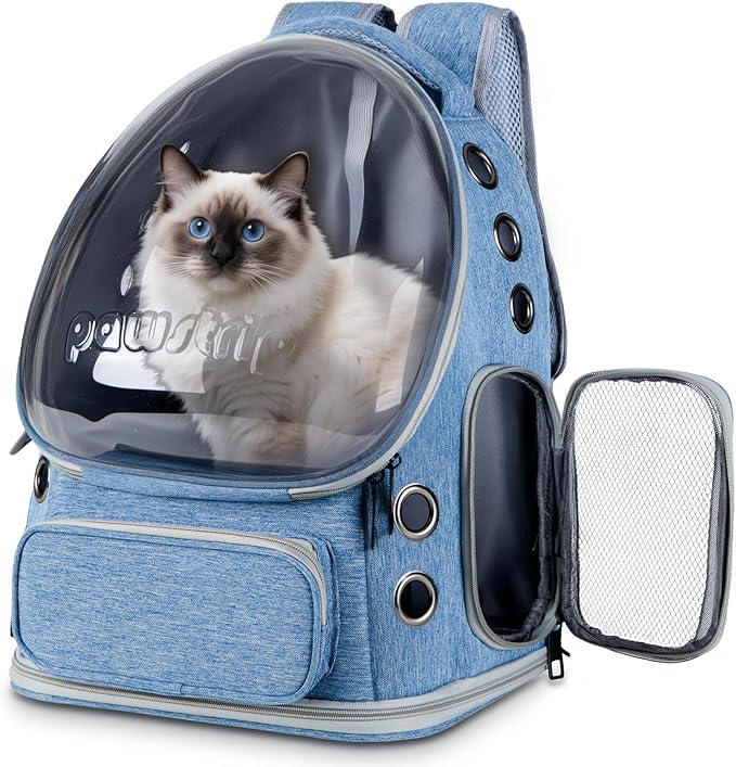 Cat Backpack Carrier with Bubble Window, Breathable & Foldable Pet Travel Carrier for Small Dogs and Cats, Airline-Approved for Hiking & Outdoor Use