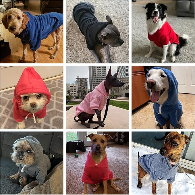KOOLTAIL Basic Dog Hoodie - Soft and Warm Dog Hoodie Sweater with Leash Hole and Pocket, Dog Winter Coat, Cold Weather Clothes Sweatshirt for Small Medium Large Dogs Puppy Cat Boys Girls XL/XXL