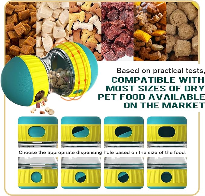 Dog Treat Dispensing Toys Indestructible Food Ball Adjustable Interactive Enrichment Toy for Small Large Dog to Keep Them Busy Stimulating IQ Training Puppy Slow Feeder for Bordom Indoor Gift