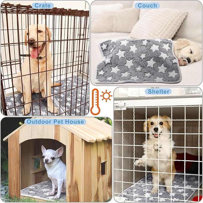 2 Pcs Self Warming Cat Bed Cute Dog Cat Thermal Mat Self Warming Star Cat Mat Pet Heating Pad Cat Blanket for Indoor Outdoor Washable(Large Star,41 x 29)