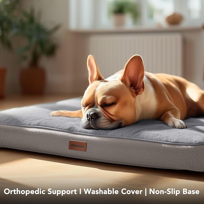 Deconovo Orthopedic Dog Bed for Medium & Large Dogs – Supportive Memory Foam with Washable Cover, Non-Slip Base – Comfort for Senior, Arthritic & Active Pets, Grey, 44" Lx32 Wx3 Th