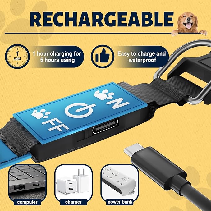 Dog Collar for Night Walk, 3D Light Dog Collars, Adjustable Glowing Collar for Dogs Rechargeable Safety Collar for Small Dogs, Green