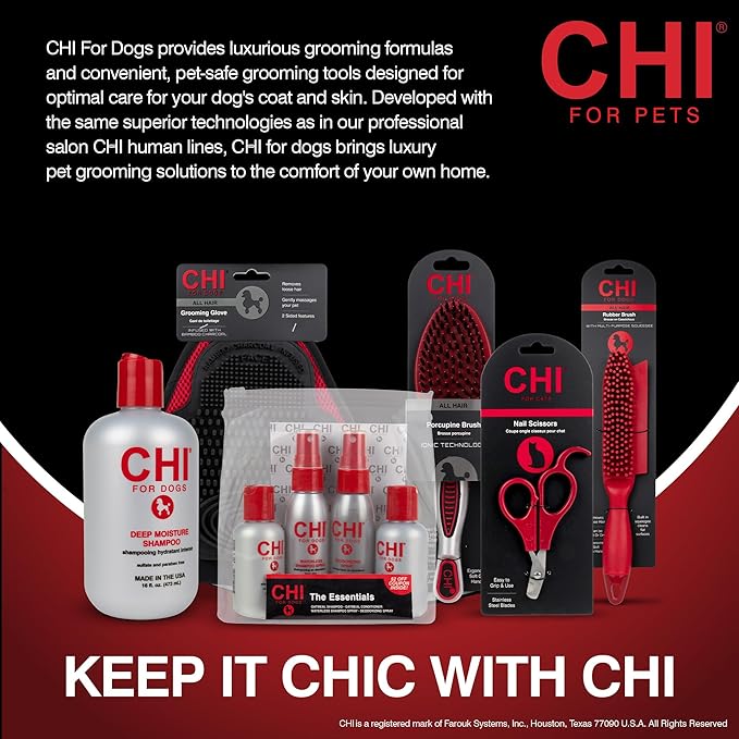 CHI for Dogs Dematting and Deshedding Undercoat Rake - Dog Grooming Tool for Long Hair - Safe Blade Design for Mats and Knots - Ideal for Thick Coats and Tangled Fur