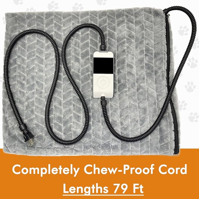 Dog Heating Pad, Completely Chew-Proof Cord Heated Dog Bed, Waterproof Adjustable Temperature Heated Cat Pad, Pet Heating Pad for Puppy Kitten, Electric Pads for Pregnant New Born Pet (L)