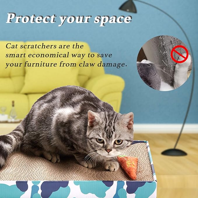 PEEKAB Cat Scratcher Cardboard Reversible Scratching Board Kitty Corrugated Scratching Pad Bed Catnip Included XXL 3PCS