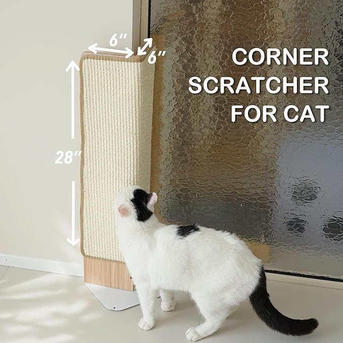 Cat Scratcher, Sisal Corner Scratching Pad, 28 Inch Cat Scratcher Natural Sisal Furniture Protector with Catnip