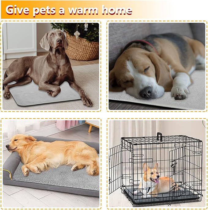 TJOY Pet Heating Pad Electric Heating Pad for Dogs and Cats Indoor Warming Mat Heated Pet Bed with Auto Power Off (Large: (32''x20''))