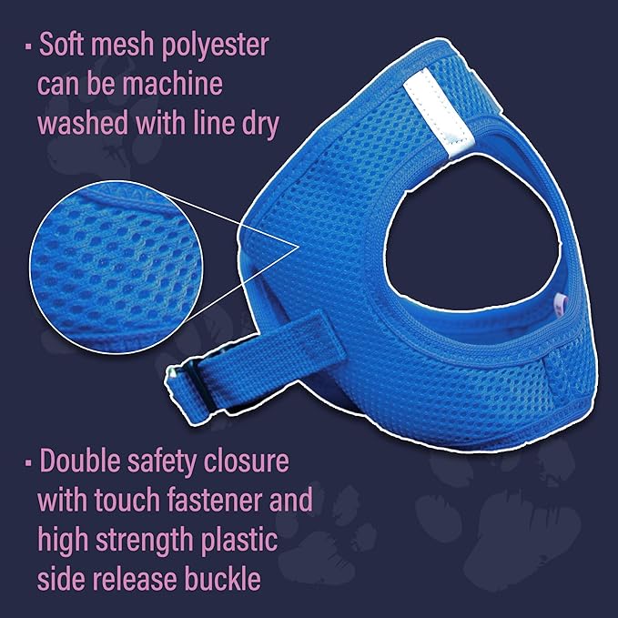 Doggie Design Dog Harness - No Choke Dog Harness, Dog Vest, Mesh Polyester, Pet Harness, Simple Step in and Go Design, Harness for Dog - Cobalt Blue, XS