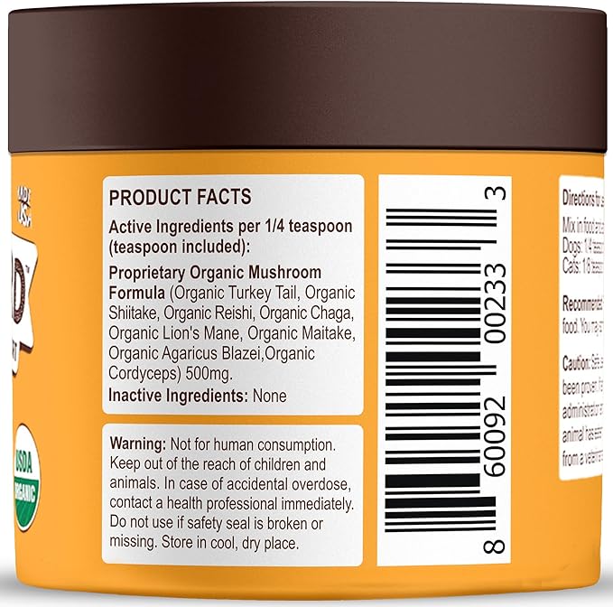 Petsmont Buddy Guard for Lumps and Bumps, Lipoma for Dogs & Cats, Patent Pending Organic 8 Mushroom Powder Blend Natural Dog Probiotic & Immune Support Chaga, Reishi, Lion's Mane, Turkey Tail Mushroom