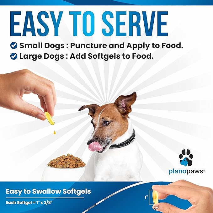 Omega 3 Fish Oil for Dogs Capsules - Salmon Oil for Dogs - Dog Fish Oil Supplement May Help Shedding, Allergy, Itching - Support Dry Skin, Joints - Dog Skin and Coat Supplement - 180 Fish Oil Pills