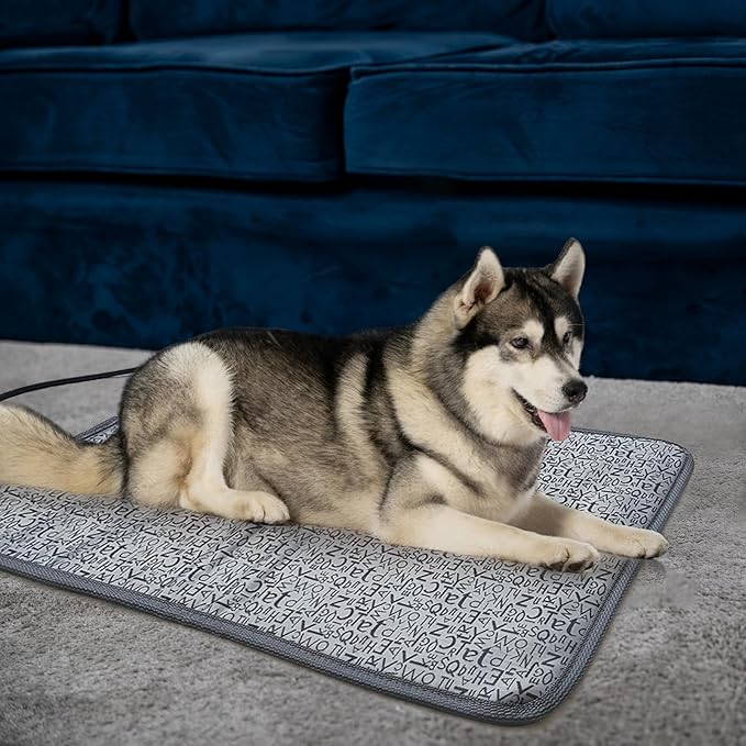 Pet Heating Pad, Electric Dog Pads for Dogs, with Anti-Chewing Coil, Automatic Start-Stop, Waterproof Cats Bed mats for Pets, Plug and Play (Letter 17inX23in)